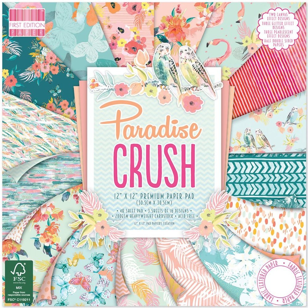 First Edition Paradise Crush 12x12 Premium Paper Pad 48 Sheets Scrapbooking